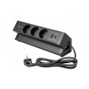 Удлинитель GTV настольный Basco с креплением, 3-Schuko, USB A+C, кабель 1,5m, черный