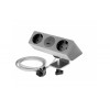 Подовжувач GTV настільний Sofito, 2-schuko, USB A+C, кабель 1,5m, бархат сірий