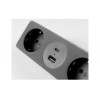 Подовжувач GTV настільний Sofito, 2-schuko, USB A+C, кабель 1,5m, бархат сірий