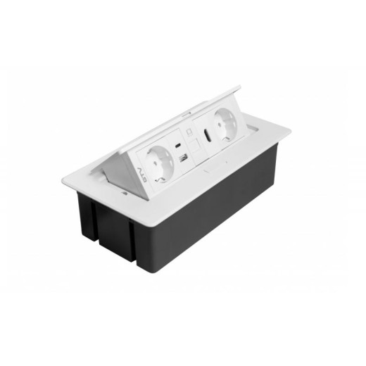 Подовжувач GTV врізний MultiSoft 2xSCHUKO, 2х USB 2,1A (A+C)+RJ45,+HDMI кабель 1,5 м, білий