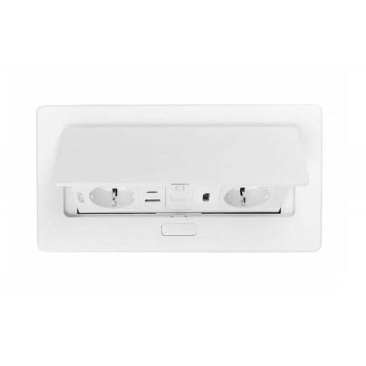 Подовжувач GTV врізний MultiSoft 2xSCHUKO, 2х USB 2,1A (A+C)+RJ45,+HDMI кабель 1,5 м, білий