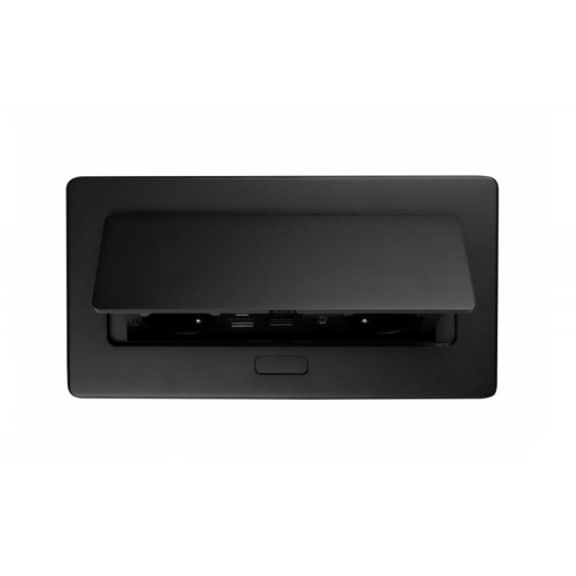 Подовжувач GTV врізний MultiSoft 2xSCHUKO, 2х USB 2,1A (A+C)+RJ45,+HDMI кабель 1,5 м, чорний