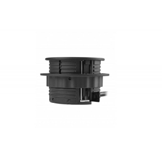 Подовжувач GTV врізний круглий Rondo, 1-schuko, 1-USB A+2-USB C, RJ45, 1-HDMI, кабель 1,5m, чорний