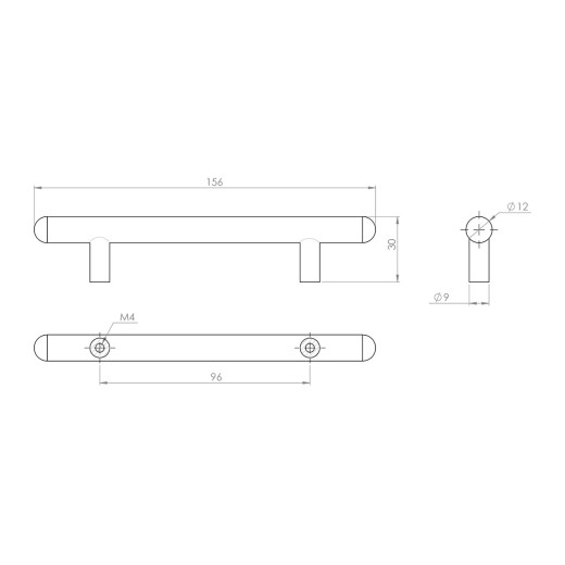Ручка рейлинговая GIFF RE1004/96 L=156 RS хром