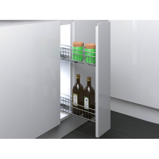 Карго фасад 200 бокове праве кріплення з дотягувачем Inoxa Quadro 2104DY хром (2 полиці)