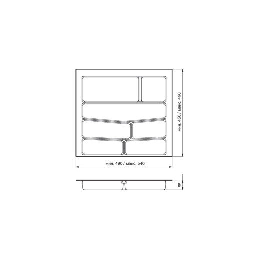 Лоток для столовых приборов 32/76 Volpato 540х490 графит