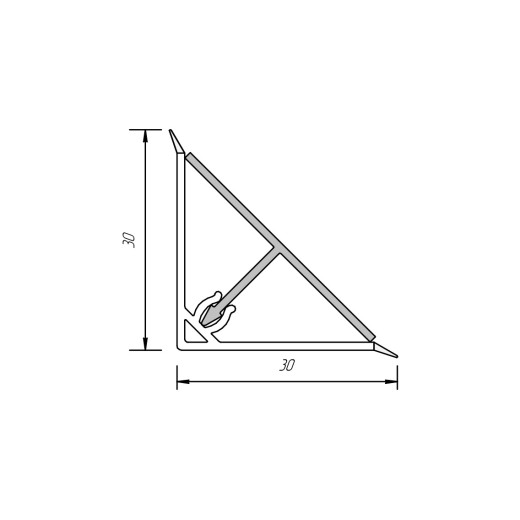 Плинтус кухонный Linken System треугольный алюминий H=30 L=4000