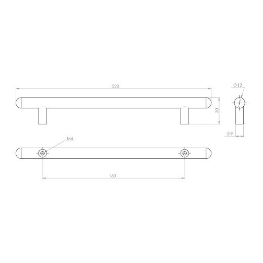 Ручка рейлинговая GIFF RE1004/160 L=220 RS хром