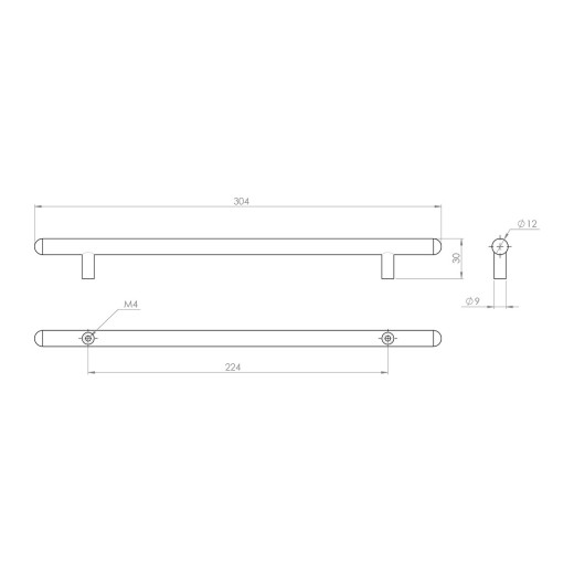 Ручка рейлинговая GIFF RE1004/224 L=304 RS хром