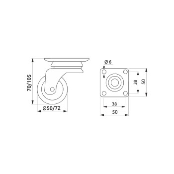 Ролик с площадкой резиновый GIFF Industry d=50 серый