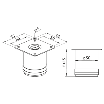 Опора регулируемая цилиндрическая GIFF Rondo 50/100 хром
