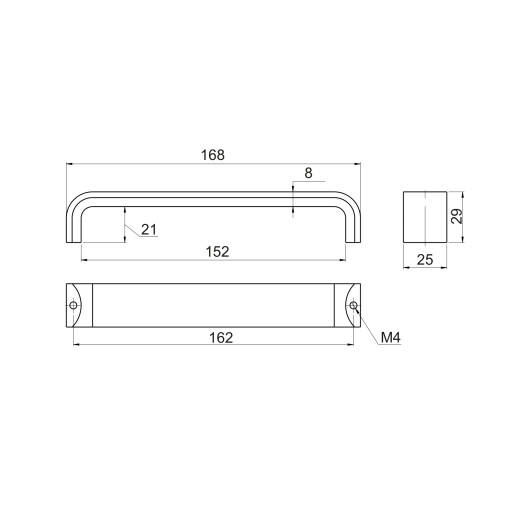 Ручка профильная GIFF 1/232/160 алюминий браш