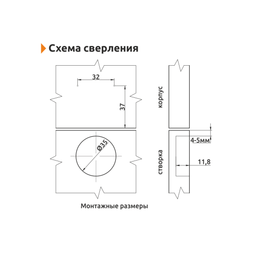 Петля накладная Slide-on ALVA d=35 Н=0 никель