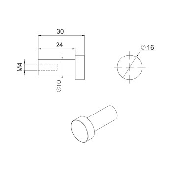 Гачок Gamet WU01-30-L40 білий матовий