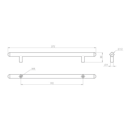 Ручка рейлинговая GIFF RE1004/192 L=272 RS хром