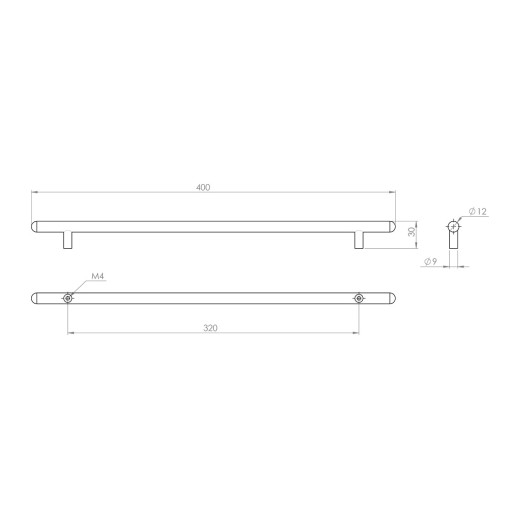 Ручка рейлинговая GIFF RE1004/320 L=400 RS хром