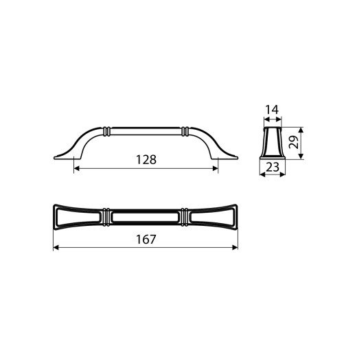 Ручка скоба Gamet UR38-0128-G0031 античное серебро