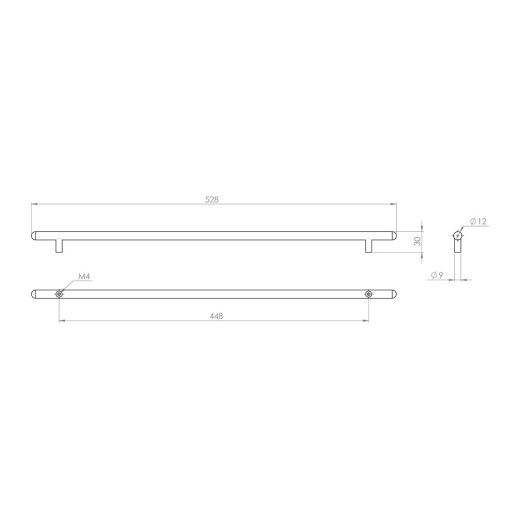 Ручка рейлинговая GIFF RE1004/448 L=528 RS хром