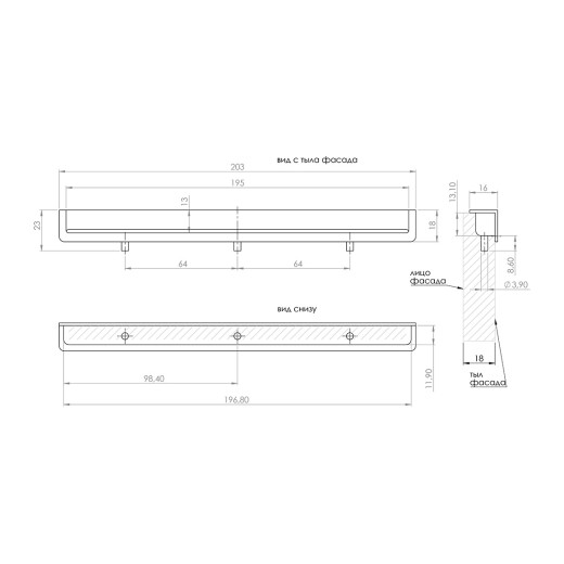 Ручка врізна Gamet MD04-202/128-R31 чорний матовий