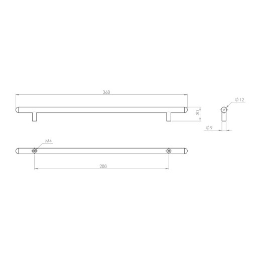 Ручка рейлинговая GIFF RE1004/288 L=368 RS хром