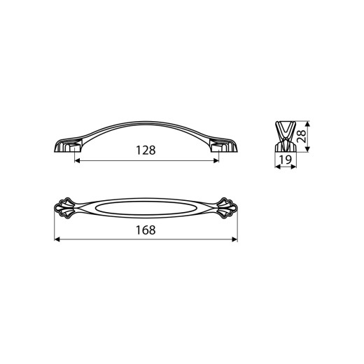Ручка скоба Gamet UR41-0128-G0031 античное серебро