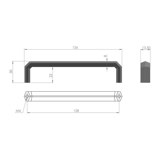 Ручка скоба Gamet UU56-0128-L40 білий матовий
