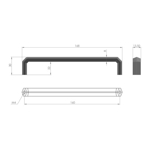 Ручка скоба Gamet UU56-0160-L40 белый матовый