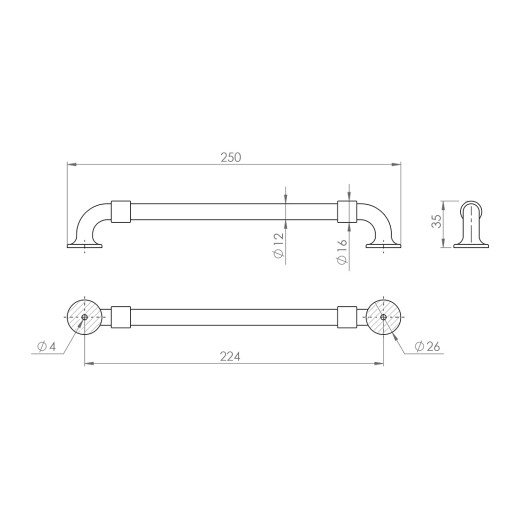 Ручка рейлинг Ferretto BU 010-38-224 античное железо