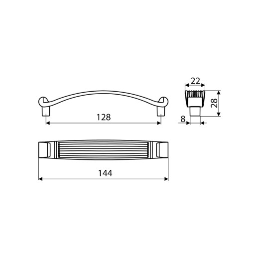 Ручка скоба Gamet UR37-0128-G0031 античное серебро