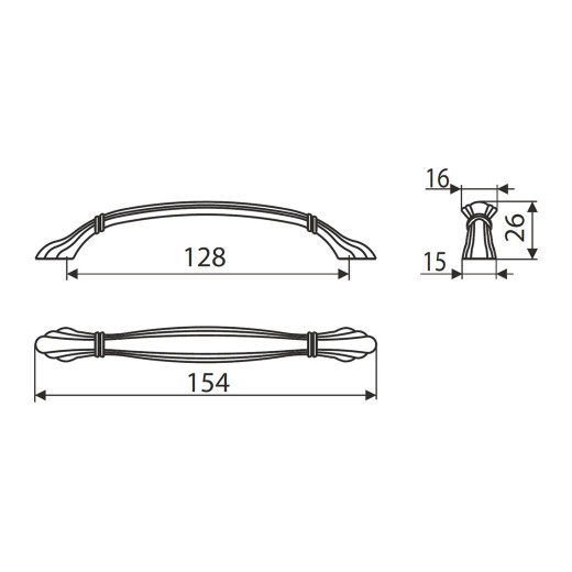 Ручка скоба Gamet UR51-0128-G0035 антична бронза