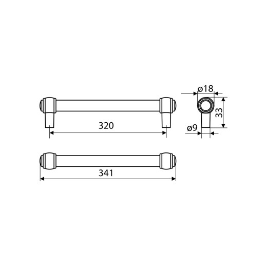 Ручка рейлинговая Gamet RE23-0320-G0035 античная бронза
