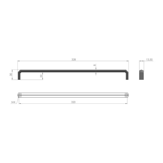 Ручка скоба Gamet UU56-0320-G7 нержавеющая сталь