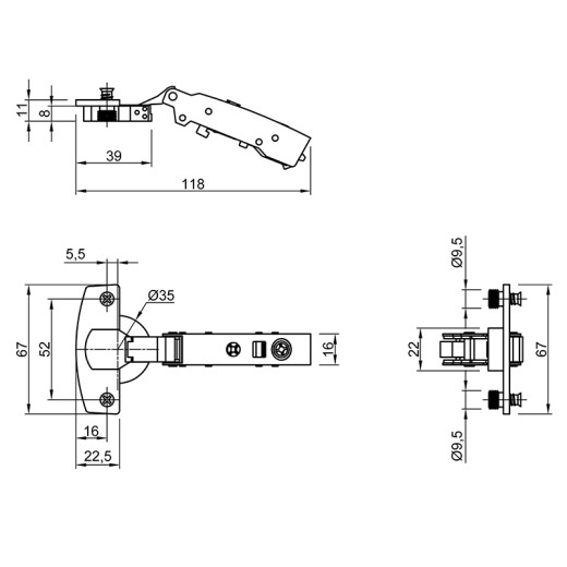 Петля Sensys 8646i накладная, для тонких фасадов 10-16мм (9094276) Hettich