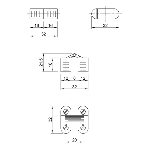 Петля для облицовки холодильника ЕТ 582 (72134) Hettich