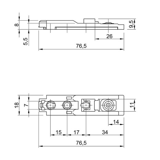 Монтажная планка Sensys линейная дистанция 3 с эксцентриком (9117342) Hettich