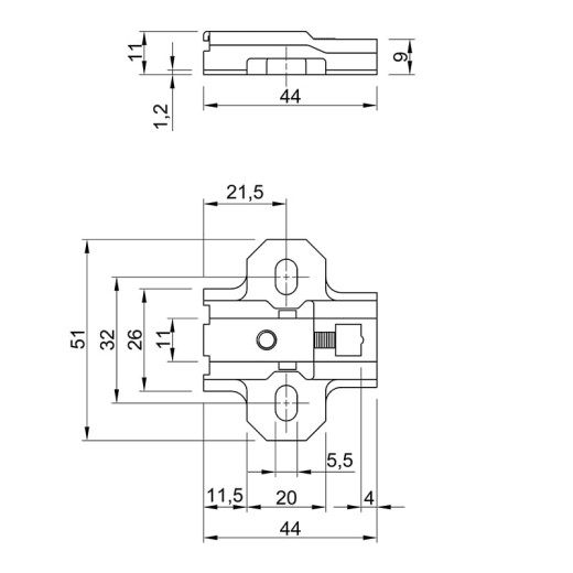Монтажна планка Intermat D = 3 мм, 1071607, Hettich
