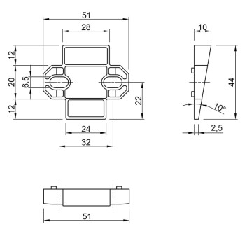 Планка клиновидная 10° для монтажных планок (1074731) Hettich