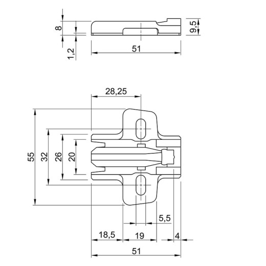 Монтажная планка Sensys, D=3мм, 9071577, Hettich