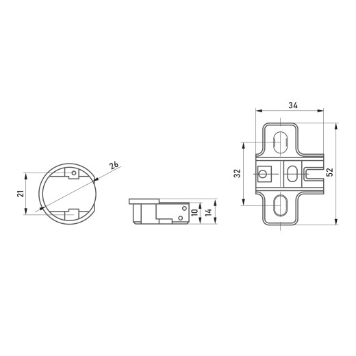 Завіса MINI, Slide-On, напівнакладна, для скла, Muller