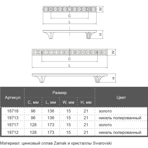 Ручка меблева Marella SW 15200.096 нікель полірований