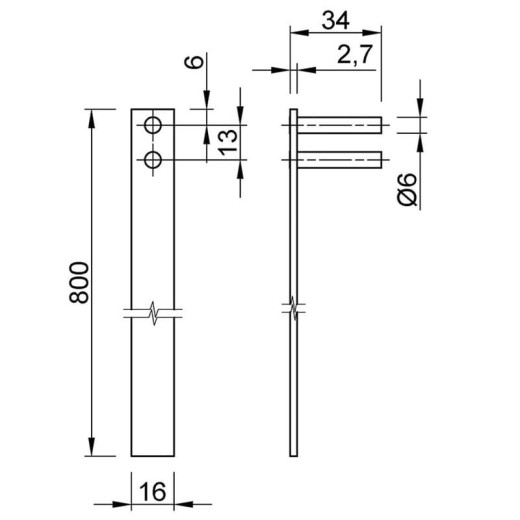 Замок центральный фронтальный Muller CN 22mm + планка 800мм (4 стоп.эл.)