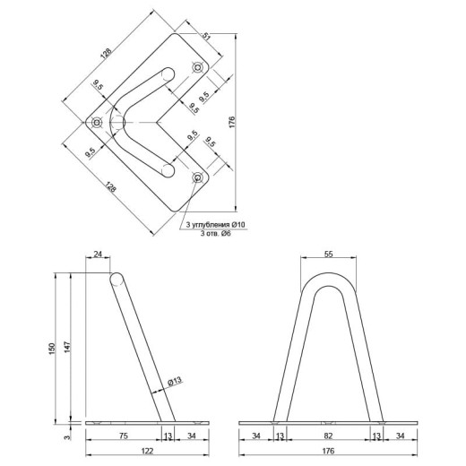 Ножка мебельная HAIRPIN Leg 2ROD Small h15см, азур (бирюзовая)
