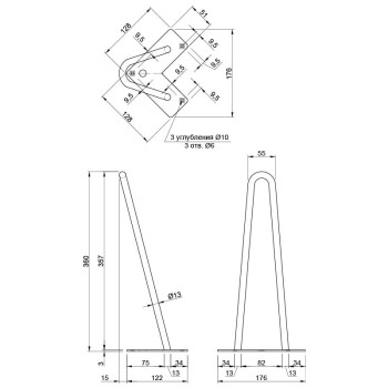 Ніжка меблева HAIRPIN Leg 2ROD Small h36см, червона