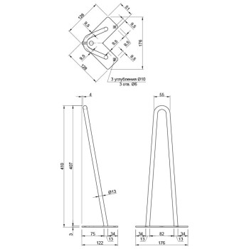 Ножка мебельная HAIRPIN Leg 2ROD Small h41см, зеленая