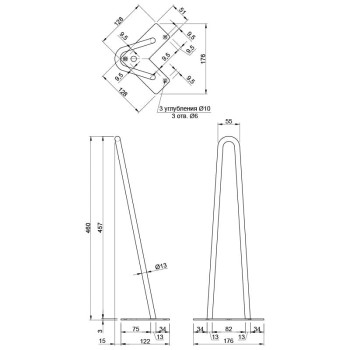 Ножка мебельная HAIRPIN Leg 2ROD Small h46см белая