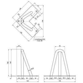 Ніжка меблева HAIRPIN Leg 3ROD Small h15см чорна структурна