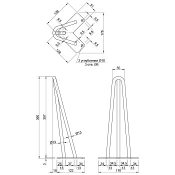 Ножка мебельная HAIRPIN Leg 3ROD Small h36см, зеленая