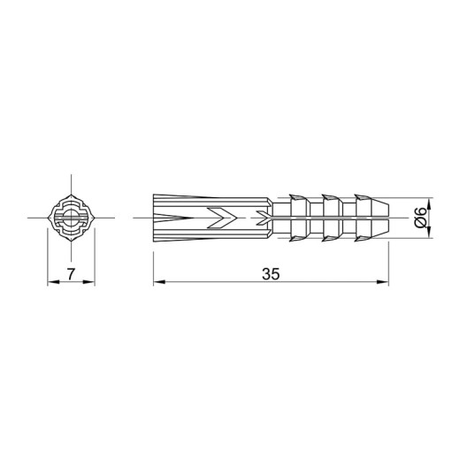 Дюбель P 6/35 универсальный