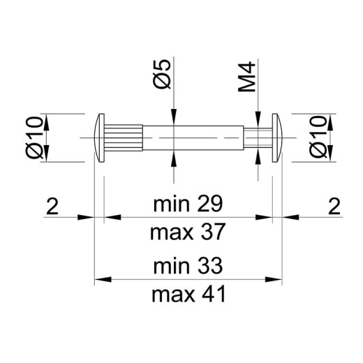 Стяжка межсекционная М4, D=5мм, хром