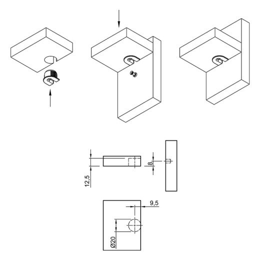 Стяжка VB 35/16, белая (9064883) Hettich
